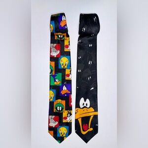 Vintage 1990s Looney Tunes Necktie Lot Tweety Bird & Marvin Martian